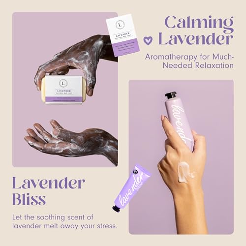Unboxme Lavender Spa Gift Basket for Women - USA Made Self Care Package with Aromatherapy Candle, Bath Bomb, Tea & Mug - Relaxation Gifts for Birthday, Get Well, Sympathy, Thank You
