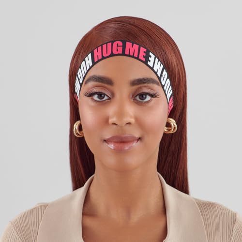 KISS COLORS & CARE Premium Perfect Melt Silicone Elastic Fashion Edge Wig Band, Adjustable Hook & Loop Tape Fastener, One Size Fits All, No Glue, Tape, or Clips, 1 1/8"- Style ¡®HUG ME¡¯ (Pack of 2)