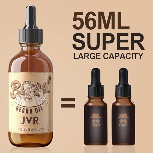 JVR Beard Grooming Kit for Men, Beard Care Kit Includes Oil and Balm,100% Boar Brush Vegan Just for Men Mustache, Perfect Gifts for Him Man Dad Boyfriend