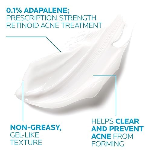 La Roche-Posay Effaclar Adapalene Gel 0.1% Acne Treatment, Retinoid Cream, Acne Medication Gel For Blackheads & Whiteheads, Oil Free, Helps Clear And Prevent Blemishes & Clogged Pores