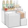 Youdepot Acrylic Face Towel Holder with Drawer ? 4-Layer Disposable Face Towel Holder Organizer Box ? Bathroom Countertop Storage for Cotton Pads, Swabs, and Skincare(Clear)