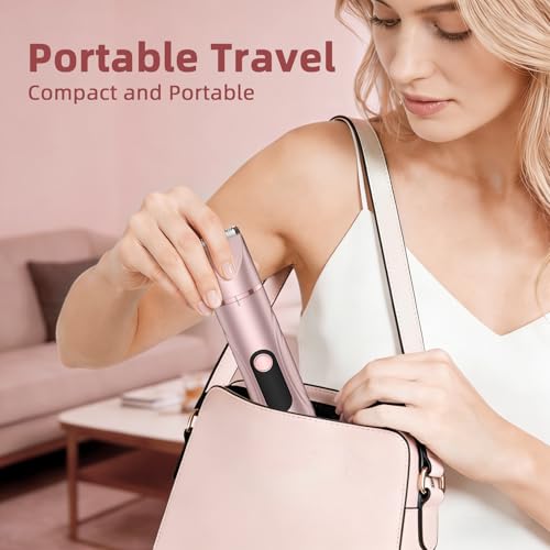 Bikini Trimmer for Women, Painless Lady Shavers with Facial Hair Removal and Nose Hair Trimmer for Leg, Nose,Body and Armpit (Rose Gold)