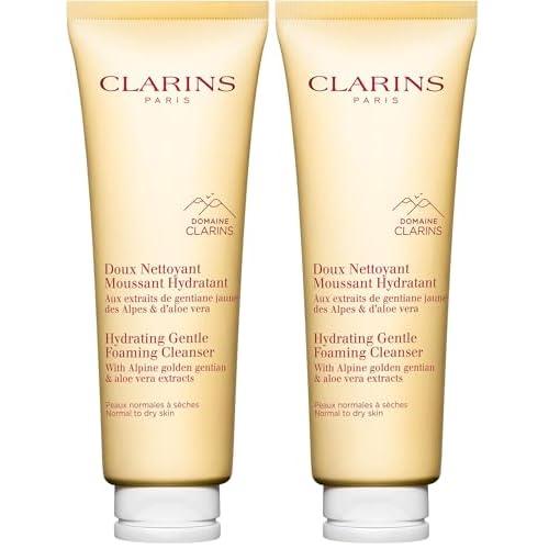 Clarins Hydrating Gentle Foaming Face Cleanser | Cleanses, Soothes, and Softens | Contains Aloe Vera to Boost Hydration | Soap-Free | SLS-Free| Normal To Dry Skin Type