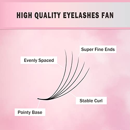 Promade Eyelash Fans Mix Length 1000 Fans Volume Lash Extensions 8D-16D, C D Curl, 9-16mm Length, 0.05-0.07 Short Stem Promade Premade Pre Pro Loose Fans Eyelash Extension, Easy Application
