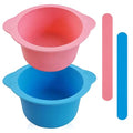 2 Pack Silicone Wax Warmer Liner with Spatula Sticks - Reusable Non-Stick Wax Pot Bowl Replacement,Wax Melt Liner for Hair Removal Waxing Supplies (Pink/Blue)