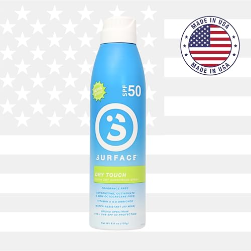 Surface Dry Touch Spray Sunscreen, Water Resistant, UVA/UVB Broad Spectrum, Fast Drying Protection, PABA Free - 6oz - SPF 50-3 PACK
