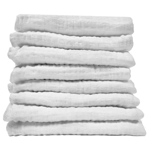 Body Linen Muslin Facial Cloths for Professional or Home Use. Super Soft 100% Cotton Muslin Weave. Perfect for Applying, Covering and Removing Facial Moisturizers and Creams - 8 Pack