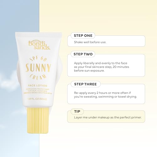 Bondi Sands Sunny Cream SPF 60 Face Lotion, Hydrating + Nourishing Broad Spectrum Daily Sunscreen, Dermatologist-Approved, Oil-Free, 1.69 Fl Oz