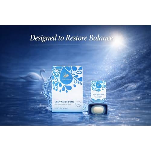Pink&iSwan Deep Water Bomb~Overnight Radiance Mask|Luxurious 100% Natural Sleeping Facial Treatment,Intense Hydration & Brightening,No-Rinse Prmium Skincare for All Skin Types.(7 Elgant Capsules)