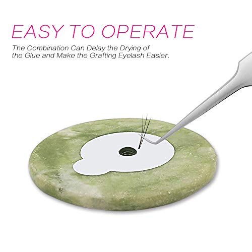 200 Pcs Eyelash Extension Adhesive Glue Pallet Sticker Pads, Disposable Waterproof Adhesive Holder Pad and 1 Pcs Eyelash Extension Jade Stone