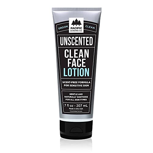 Pacific Shaving Company Clean Face Lotion - Hydrating Face Moisturizer with Avocado & Jojoba Oil - Fragrance-Free Skin Care Products for Men - Lightweight & Safe for Sensitive Skin (7 Oz)