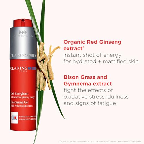 CLARINSMEN Energizing Gel | Cool, Mattifying Gel Moisturizer For Men| Energizes Skin and Locks In Moisture | Mattifies and De-Shines | Invisible, Non-Sticky Texture | All Skin Types | 1.7 Ounces