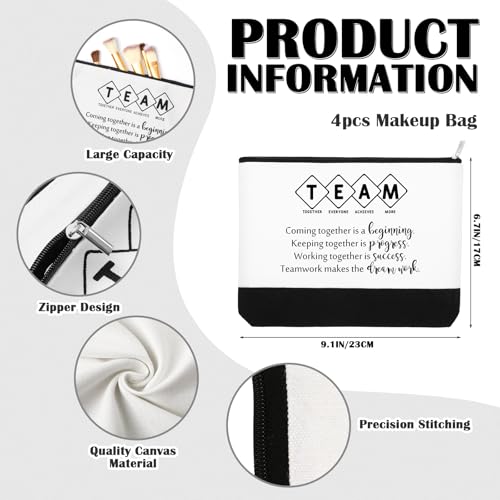 Cunno 8 Pcs Team Appreciation Tote Bag Women Employee Gift Team Together Canvas Makeup Bags for Worker Staff Coworker Nurse Teacher