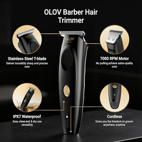 Hair Trimmer for Men, Cordless T-Blade Beard Trimmer, Professional Rechargeable Hair Clippers for Hair Mustache Cutting & Grooming