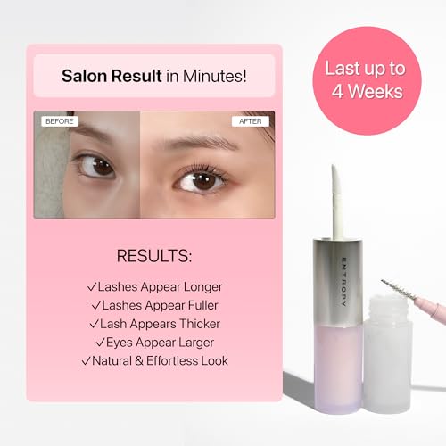ENTROPY MAKEUP Lash Lift Kit, No-glue Lash Perm Kit, Professional Eyelash Perm Kit for Long-Lasting Curl, Up to 4 Weeks Natural Lift, Nourishing with Ceramide & Hydrolyzed Collagen, Hypoallergenic