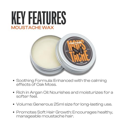 Moustache Soothing Wax - Oak Moss by Men Rock for Men - 0.8 oz Wax