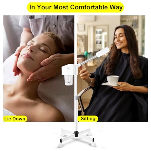 Stand Professional Ozone Facial Steamer with Touch Control, Detachable, Adjustable Height & Rolling Base, 360¡Æ Rotatable Nozzle, Hot Mist Function, Use for Home, Salon SPA
