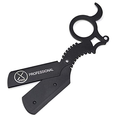 Professional Finger Insert Handle German Made Barber Straight Edge Shaving Razor Black (Dragon)