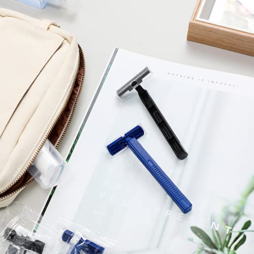 Chumia 30 Pieces Disposable Razors Bulk Individually Wrapped Disposable Safety Twin Blade Razors with Clear Safety Cap for Travel Hotels Motels Beauty Salons Homes