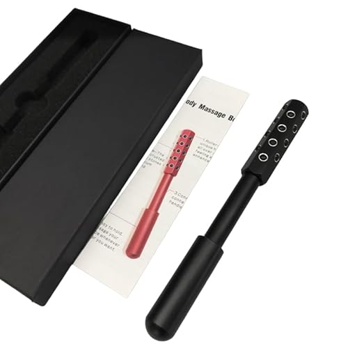 24-Stone Facial Roller - Cooling Face & Neck Massager Tool for Skin Rejuvenation | 360¡Æ Contouring with Germanium Stones & Aircraft Aluminum | Portable 7.6" Beauty Roller - Black