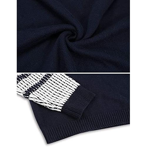 Women's Cute Contrast Sleeve Knitted Pullover Sweater