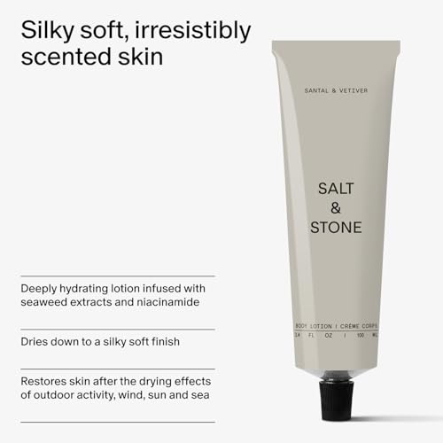 Salt & Stone Body Lotion for Women & Men | Santal & Vetiver | Hydrates, Nourishes & Softens Skin | Restores Dry Skin | Fast-Absorbing | Cruelty-Free & Vegan | 3.4 fl oz