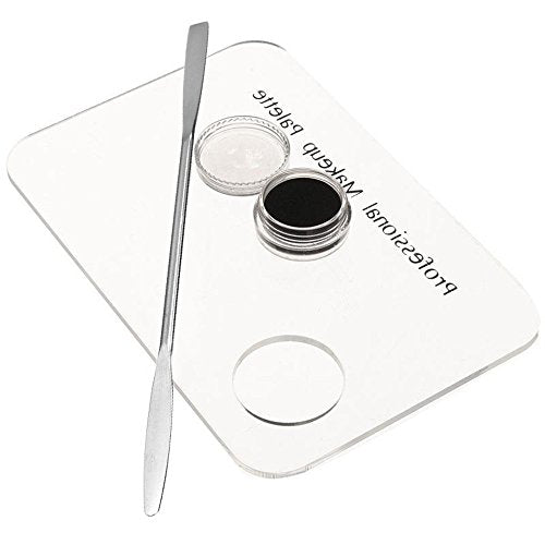 Set of 2 Acrylic Cosmetic Makeup Mixing Plate Nail Art Polish Gel Foundation Eyeshadow Eyes Mixing Palette with Spatula Rod Tool Set