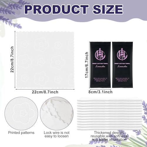 Moist Cotton Towel Bulk Moist Towelettes Individually Wrapped,White Towel Services,Refreshment Pre Moistened Towels for Dentist Travel Sport Party Hotel £¨Lavender,200)