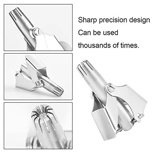 Portable Ear and Nose Hair Trimmer Universal for Men and Women£¬Stainless Steel Manual£¬Battery-Free, Washable£¬Nose Vibrissa Razor Shave Clipper, Silver