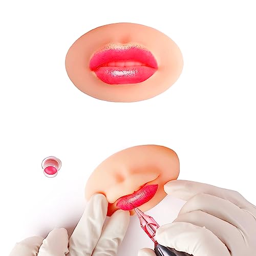 3 Pcs 5D Fake Lips, Soft Silicone Lips for Makeup Practice Fake Lips Tattoo Permanent Makeup Practice Skins Training for Tattooing Artists and Makeup Beginners