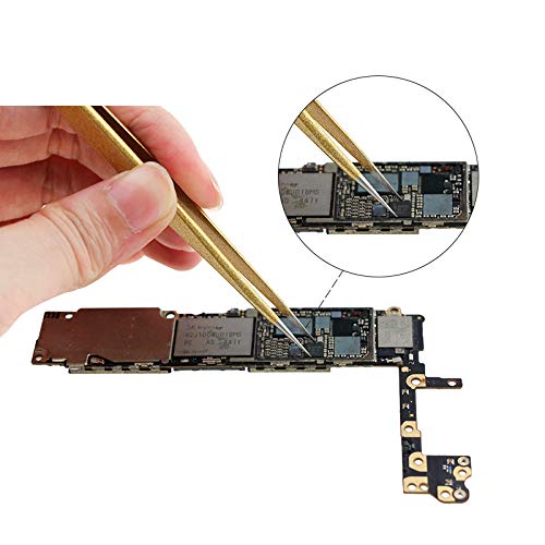Tvoip 2 Pcs Gold Stainless Steel Tweezers for Eyelash Extensions, Straight and Curved Tip Tweezers Nippers, False Lash Application Tools