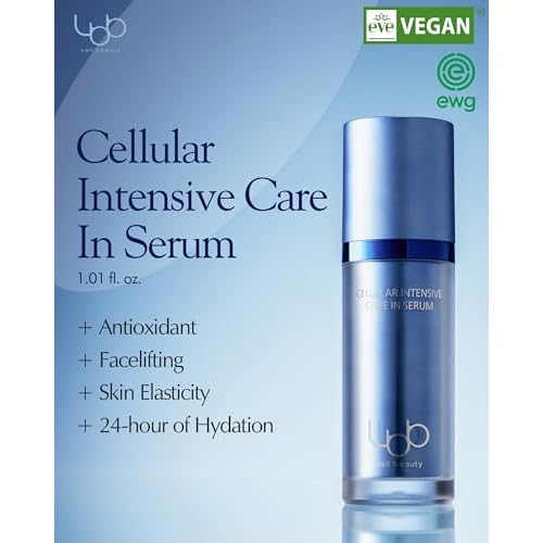 LBB Cellular Intensive Care In Serum - Vegan Antioxidant Lifting Face Serum - Improves Skin Elasticity, 24h Lasting Moisturizing - Tangerine Cellular Water, Ectoine, Peptides, 1.01 fl.oz.