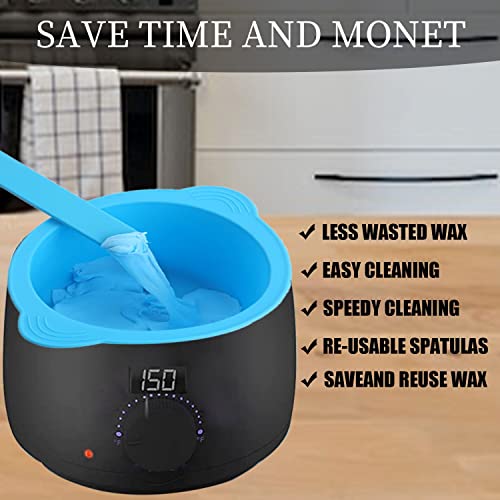 Electric Waxing Kit, Wax Warmer Silicone Liner for Tress Wellness Compatible with 16oz Waxing Kit Melting Wax Bowl for Tress Wellness Wax Warmer or for BLITZWAX Wax Warmer (Blue, Red)