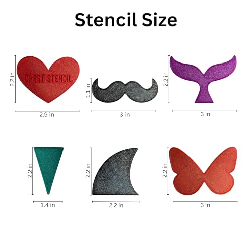 Bikini Stencil Set by Chest Stencil - Women Bikini Shaving pubic Hair Trimming 6 Flexible Unique Shapes Including Heart, Butterfly, Mermaid Tail, Shark Fin, Moustache, and Triangle