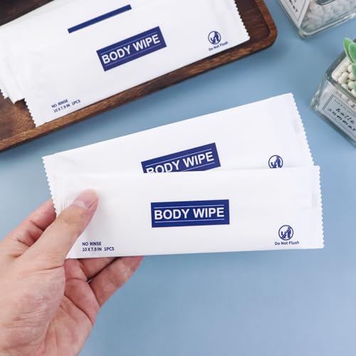 100 pcs Body Wet Wipes Individually Wrapped, Disposable Skin Cleansing Wipes, Individual Wrapped, Safe, Convenient, Lightweight, Aloe Vera for Butt, Hands, Face Cleaning, Daily Use