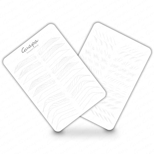 3 pcs White Microblading Hairstroke Practice Skin Hair strokes Pattern Pre-printed Silicone Practice Pad Combo Brow Practice Skin Permanent Makeup Eyebrow Tattoo Latex (White Skin-Hair Strokes)