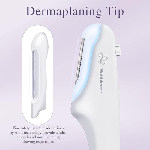 Dermaplane Razor for Women Face,Sonic Dermaplane,Sonic Dermaplaning Tool,Face Shaver Facial Hair Removal & Peach Fuzz Romover - 12 Blades (White blades accessories)