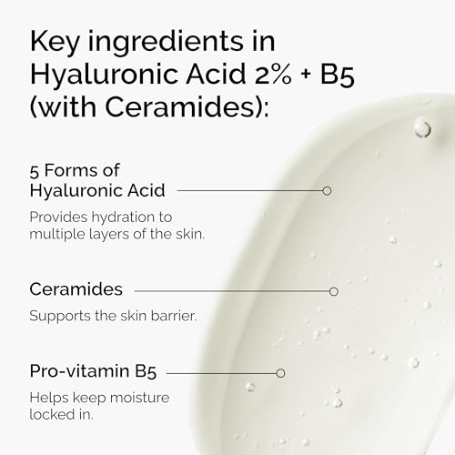 The Ordinary Hyaluronic Acid 2% + B5 (with Ceramides), Multi-Depth Hydration Serum for Plumper, Smoother Skin