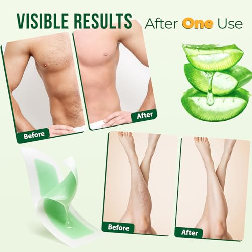 Wax Strips for Hair Removal Kit: 60 Pieces 40 Body & 20 Facial Waxing Strips for Face, Eyebrow, Arms, Legs, Underarm, and Bikini
