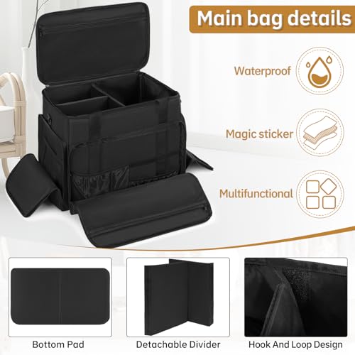 Extra Large Makeup Case with 4 Removable Pouches, Professional Make up Train Case, Travel Cosmetic Bag for Makeup Artist with Shoulder Strap and Handle (Black)£¨Bag only£©