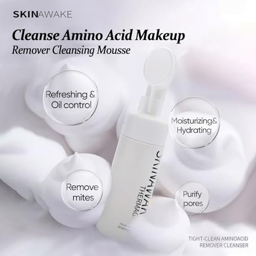 Amino Acid Face Wash with Brush,Foaming Facial Cleanser for Sensitive Skin,Oil-Free Pore Face Cleanser for Women & Men