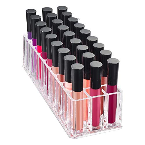 FAJ Eyeshadow Palette Lipgloss Organizers, Acrylic Makeup Holder for Vanity, Drawer Storage, Cosmetics Pallets Countertop Clear Storage (27 spaces)