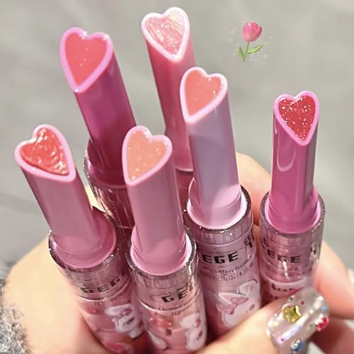 6 Colors Cute Jelly Lipstick Set, Shine Hydrating Lip Gloss, Moisturizing Tinted Lip Balm, Smooth Nourishing Lip Care Lip Tint with Gift Box