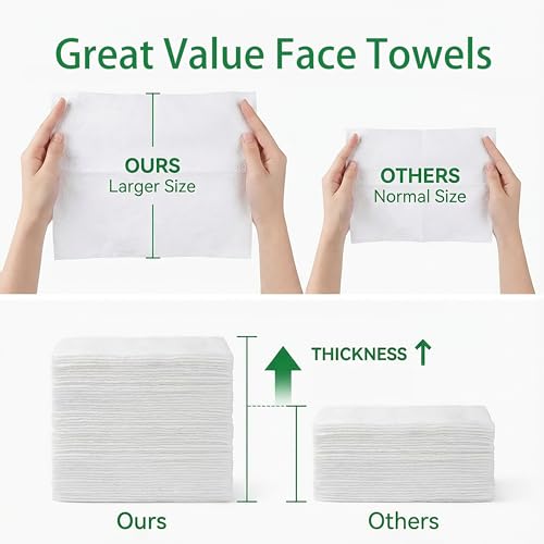 Vinda Clean Face Towels, Disposable, XL facial towels, 30 Count - Thick 100% Rayon Fabric Dry Wipes for Sensitive Skin & Makeup Removal