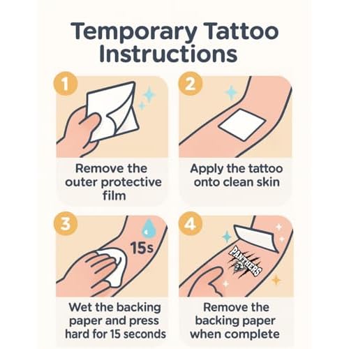 Panthers Mascot Temporary Tattoos for Kids ? 25-Pack Pre-Cut, Skin-Safe and FDA Compliant ? School Spirit and Sports Team Party Favors