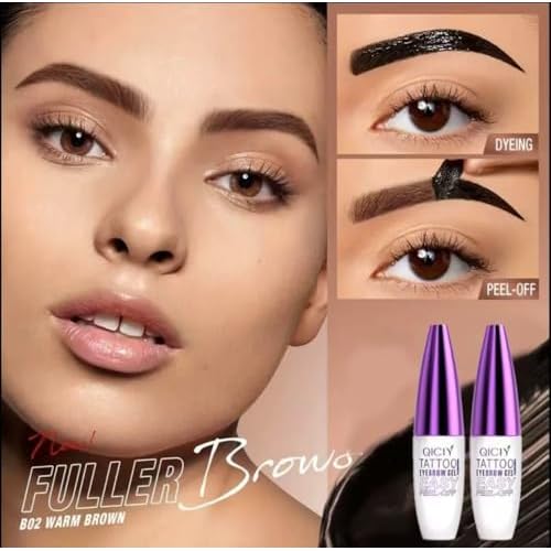 Peel Off Eyebrow Tint Gel, Semi-Permanent Color Brow Dye, Waterproof Long-Lasting Tattoo Eyebrow Gel for Fuller Defined Brows Makeup, Smudge-Proof, Easy Peel, Lasts Up To 3 Days (Light brown)