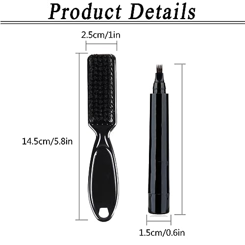 Vtrem 4 Tip Beard Pencil Filler for Men, Waterproof Sweat Proof Beard Pen Filler Fork Black Micro-Fork Barber Styling Pencil with Brush Creates Natural Looking Beard, Moustache & Eyebrows