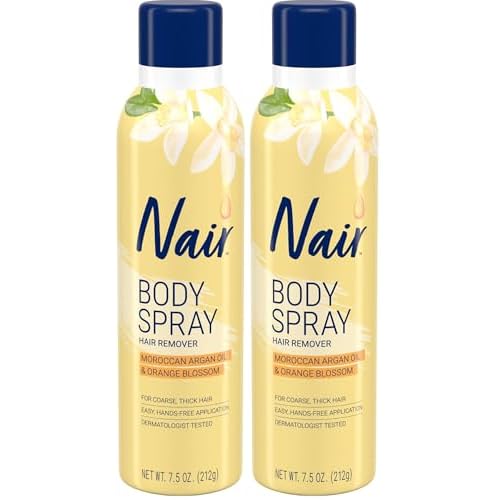 Nair Hair Remover Body Spray, Arm, Leg and Bikini Hair Removal Spray, 7.5 Oz Can (Pack of 2)