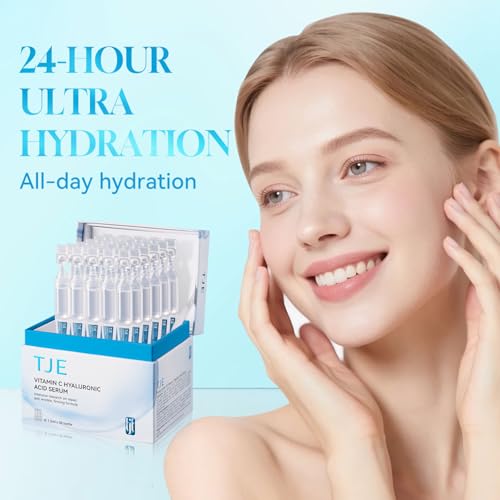 5% VC Hyaluronic Acid Serum for Face| 8-Tier Hyaluronic Acid for 72-Hour Moisture Lock | Anti-Aging, Firming & Brightening | Ceramide-Infused for Sensitive Skin Soothing -30pcs