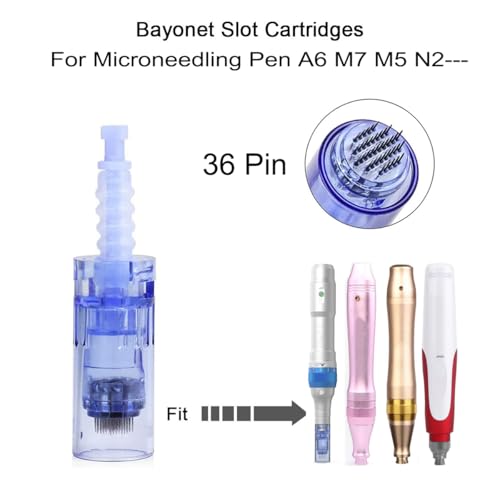 Microneedling Pen Cartridges for Dr Pen Microneedle Machine A6 N2 M5 M7 at Home Use (36 Pin, 10 PCS) 0.25 mm